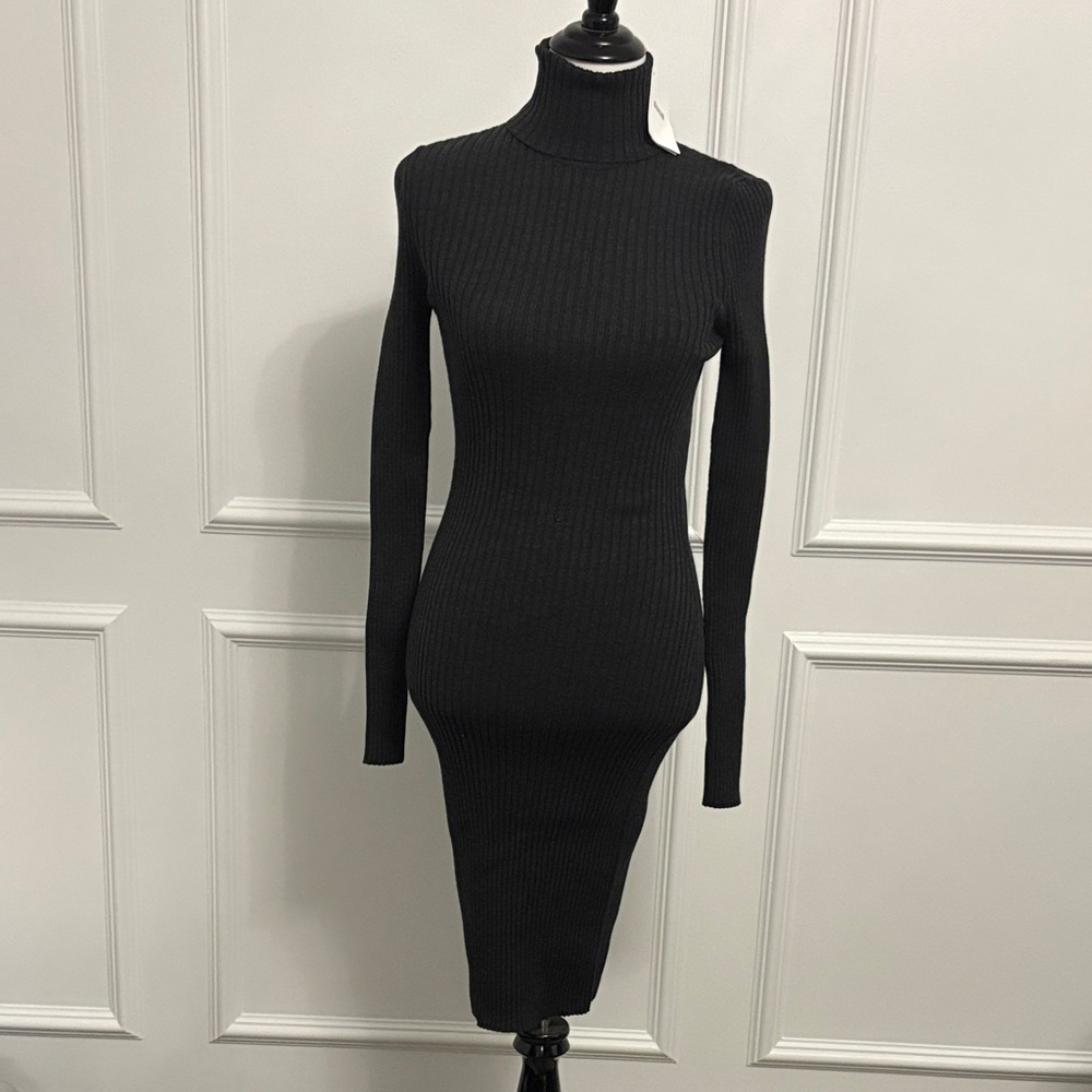 NWT Wolford Charcoal Grey Turtleneck Wool Dress - Large